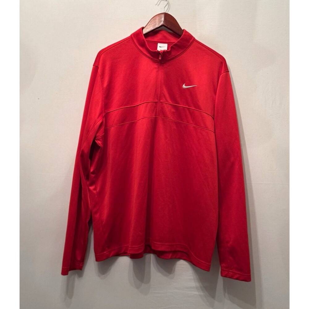 Nike Dri-FIT Mens XL Red Long Sleeve Mock Neck Pullover Polyester CK6076-657